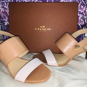 Coach white and nude heels